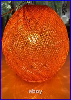 Vintage MCM Orange Swag Spun Acrylic Swag Mid Century Modern Lamp Lighting 1960s
