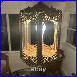 Vintage MCM Ornate Gothic Hanging Swag Lamp Hollywood Regency Pendant GIM 3056