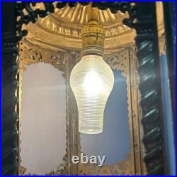 Vintage MCM Ornate Gothic Hanging Swag Lamp Hollywood Regency Pendant GIM 3056