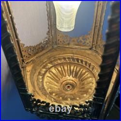 Vintage MCM Ornate Gothic Hanging Swag Lamp Hollywood Regency Pendant GIM 3056