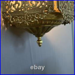 Vintage MCM Ornate Gothic Hanging Swag Lamp Hollywood Regency Pendant GIM 3056