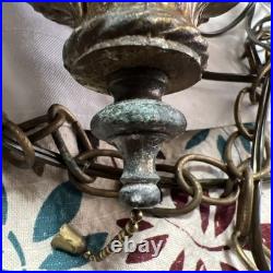 Vintage MCM Ornate Gothic Hanging Swag Lamp Hollywood Regency Pendant GIM 3056