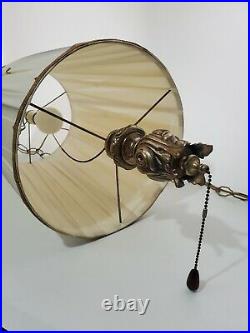 Vintage MCM Pleated Drum Shade Hanging Swag Lamp Light