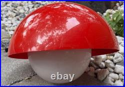 Vintage MCM Red Acrylic Dome Swag Light Hanging Lamp Mid Century Modern 60s 70s