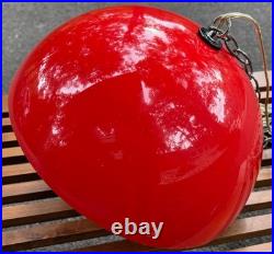 Vintage MCM Red Acrylic Dome Swag Light Hanging Lamp Mid Century Modern 60s 70s
