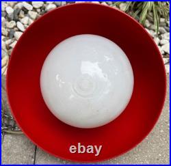 Vintage MCM Red Acrylic Dome Swag Light Hanging Lamp Mid Century Modern 60s 70s