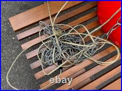 Vintage MCM Red Acrylic Dome Swag Light Hanging Lamp Mid Century Modern 60s 70s