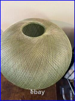Vintage MCM String Pendant Hanging Light Lamp Green Fiberglass