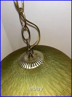 Vintage MCM String Pendant Hanging Light Lamp Green Fiberglass Working