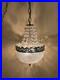 Vintage MCM Swag Lamp-Brass & Cut Crystal Globe/Hanging Strands Cut Glass Prisms