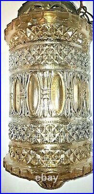 Vintage MCM Swag Lamp Hollywood Regency Glass Hanging Light Mid Century Pendant