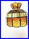 Vintage MCM Swag Lamp Textured Stained Glass Hanging Shade Multi Colored Bar