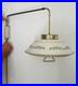 Vintage MCM Tole Wall Lamp Hanging Swag Off White And Brass Mid Century Modern