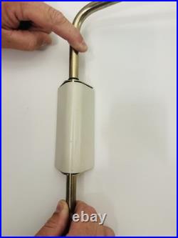 Vintage MCM Tole Wall Lamp Hanging Swag Off White And Brass Mid Century Modern