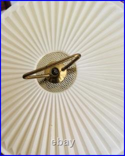 Vintage MCM Tole Wall Lamp Hanging Swag Off White And Brass Mid Century Modern