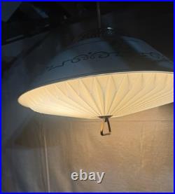 Vintage MCM Tole Wall Lamp Hanging Swag Off White And Brass Mid Century Modern