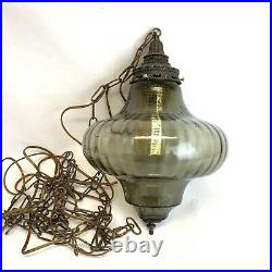 Vintage MCM UFO Swag Glass Lamp Hanging Lamp / Light with Diffuser