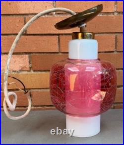 Vintage MCM Virden Pendant Lamp Pink White Glass Mid Century Modern 60s Lighting