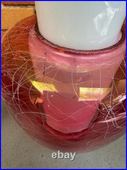 Vintage MCM Virden Pendant Lamp Pink White Glass Mid Century Modern 60s Lighting