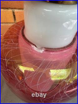 Vintage MCM Virden Pendant Lamp Pink White Glass Mid Century Modern 60s Lighting