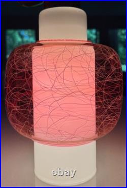 Vintage MCM Virden Pendant Lamp Pink White Glass Mid Century Modern 60s Lighting