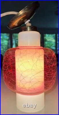 Vintage MCM Virden Pendant Lamp Pink White Glass Mid Century Modern 60s Lighting