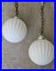 Vintage MCM White Milk Glass Hanging Swag Ceiling Lamp Chandelier Hollywood