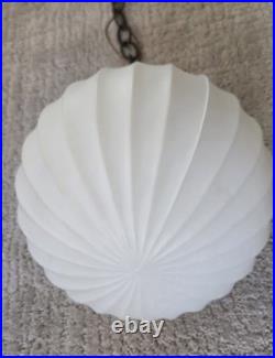 Vintage MCM White Milk Glass Hanging Swag Ceiling Lamp Chandelier Hollywood