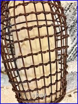 Vintage MCM Wicker Hanging Latern Light Fixture