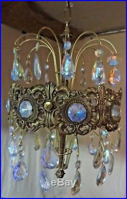 Vintage MID Century Atomic Retro Aurora Borealis Chandelier Hanging Lamp Nice