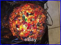 Vintage MID Century Chunky Lucite Resin Lava Rock Candy Hanging Swag Lamp Light