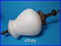 Vintage MID Century Glass Globe White Hanging Light Free Shipping