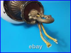 Vintage MID Century Glass Globe White Hanging Light Free Shipping