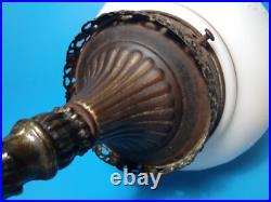 Vintage MID Century Glass Globe White Hanging Light Free Shipping