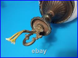 Vintage MID Century Glass Globe White Hanging Light Free Shipping