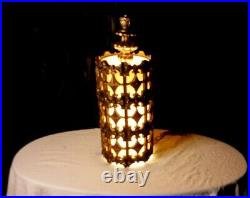 Vintage MID Century Gold Hollywood Regency Cylinder Pendant Swag Hanging Lamp