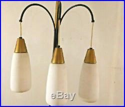 Vintage MID Century Modern 3 Brass Gold Hanging Drop Cylinder Pole Lamp Light