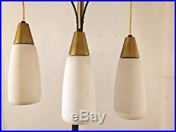 Vintage MID Century Modern 3 Brass Gold Hanging Drop Cylinder Pole Lamp Light