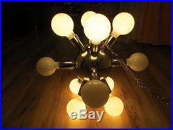 Vintage MID Century Modern Chrome Sputnik Chandelier Hanging 12 Light Lamp