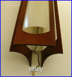 Vintage MID Century Modern Danish Teak Hanging Ceiling Light Fixture Swag Lamp