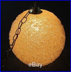 Vintage MID Century Modern Round Orb Lucite Spaghetti Hanging Swag Lamp Fixture