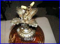 Vintage MID Century Swag Hanging Amber Round Glass Globe Light Lamp + Chain