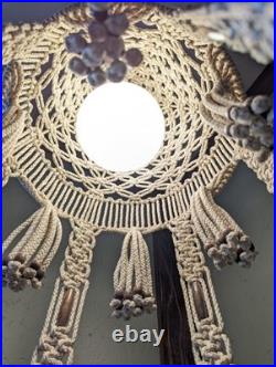 Vintage Macrame Retro Swag Lamp 80 Long With Bottom 19 Diameter Wooden Table