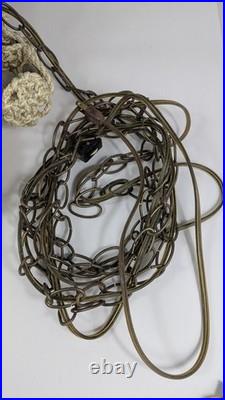 Vintage Macrame Retro Swag Lamp 80 Long With Bottom 19 Diameter Wooden Table