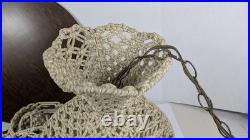 Vintage Macrame Retro Swag Lamp 80 Long With Bottom 19 Diameter Wooden Table