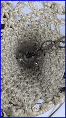 Vintage Macrame Retro Swag Lamp 80 Long With Bottom 19 Diameter Wooden Table