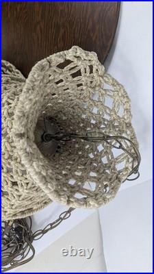 Vintage Macrame Retro Swag Lamp 80 Long With Bottom 19 Diameter Wooden Table