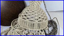 Vintage Macrame Retro Swag Lamp 80 Long With Bottom 19 Diameter Wooden Table