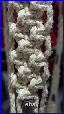 Vintage Macrame Retro Swag Lamp 80 Long With Bottom 19 Diameter Wooden Table