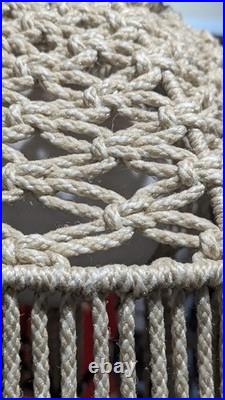 Vintage Macrame Retro Swag Lamp 80 Long With Bottom 19 Diameter Wooden Table